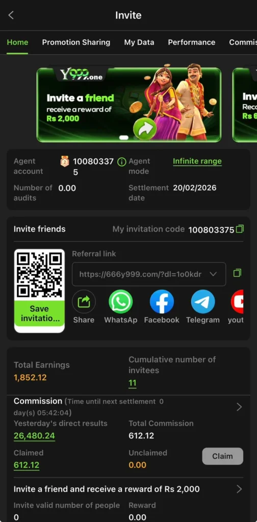 Y999 Invite and earn